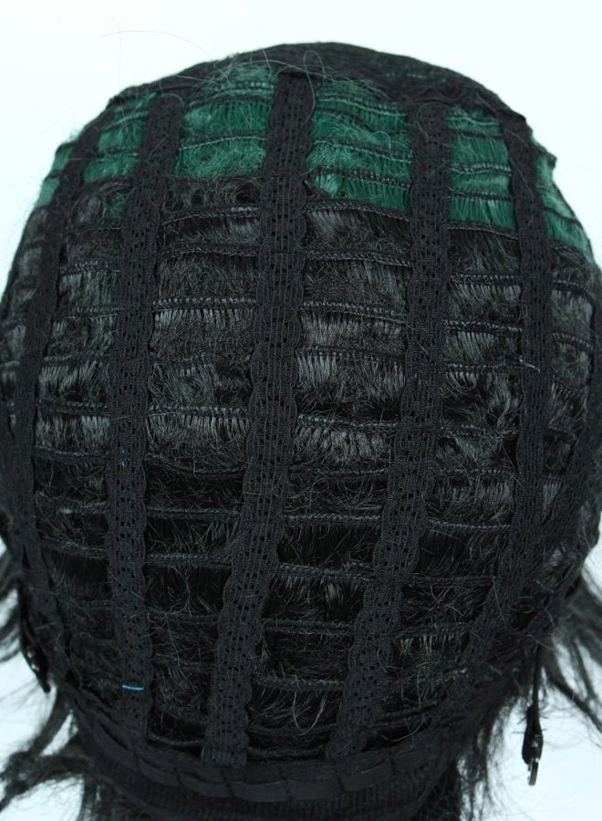 Linfairy Anime Cosplay Wig Short Black Green Halloween Costume Curly Wig - Image 2