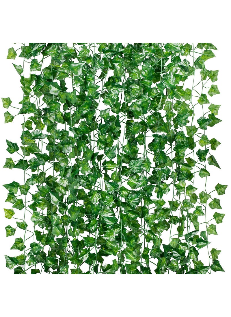 GPARK GPARK 84ft 12 Pack / 82 inch  Artificial Ivy Garland Fake Leaf Plants Vine  Hanging Leaves Garlands for Wedding Party Garden Kitchen Outdoor Greenery Wall Decor Green  - Image 1