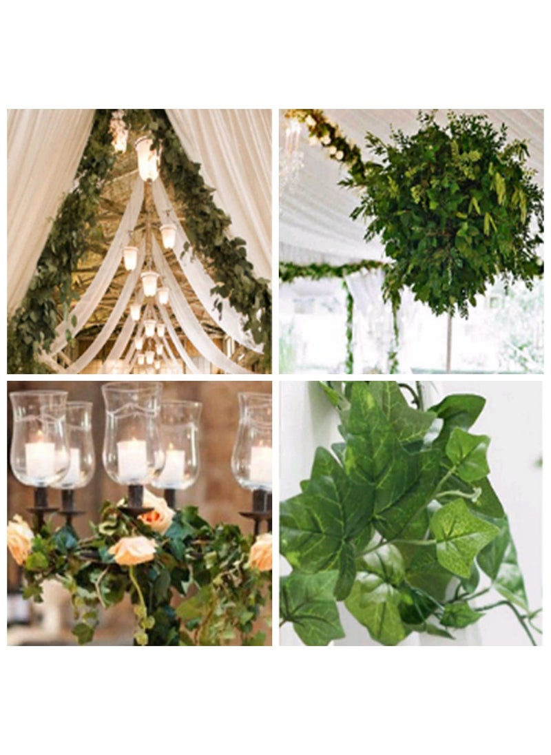 GPARK GPARK 84ft 12 Pack / 82 inch  Artificial Ivy Garland Fake Leaf Plants Vine  Hanging Leaves Garlands for Wedding Party Garden Kitchen Outdoor Greenery Wall Decor Green  - Image 2