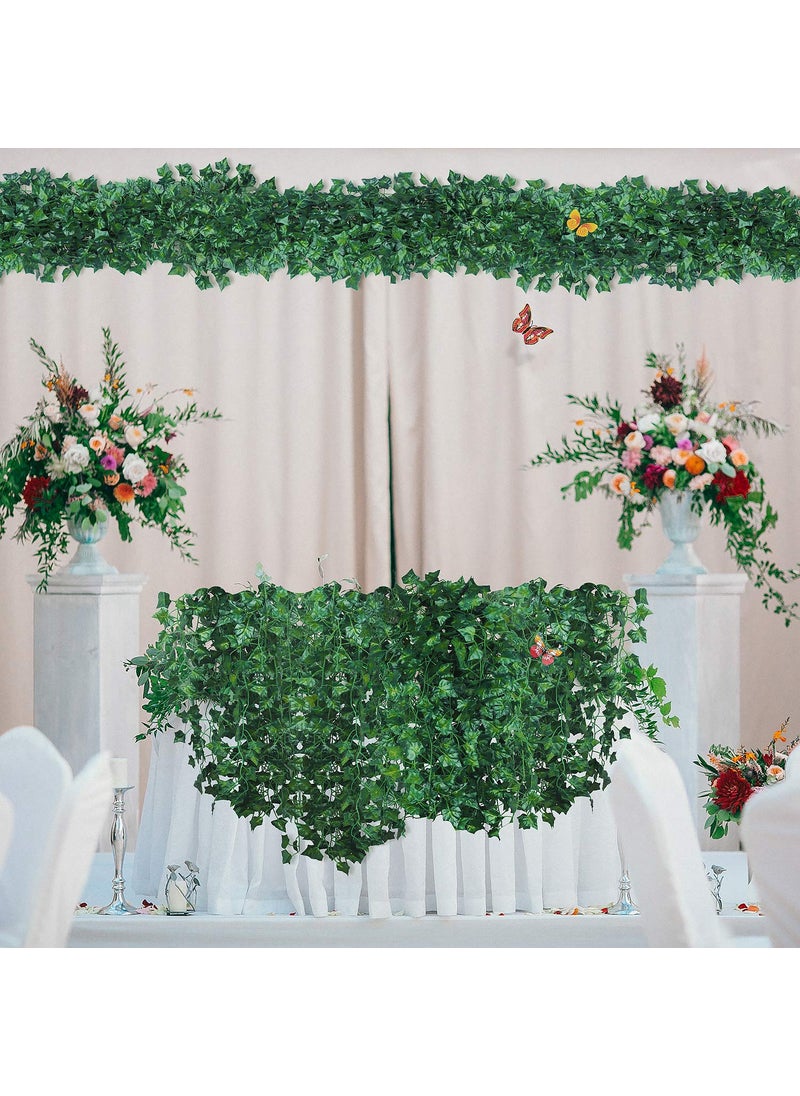 GPARK GPARK 84ft 12 Pack / 82 inch  Artificial Ivy Garland Fake Leaf Plants Vine  Hanging Leaves Garlands for Wedding Party Garden Kitchen Outdoor Greenery Wall Decor Green  - Image 4