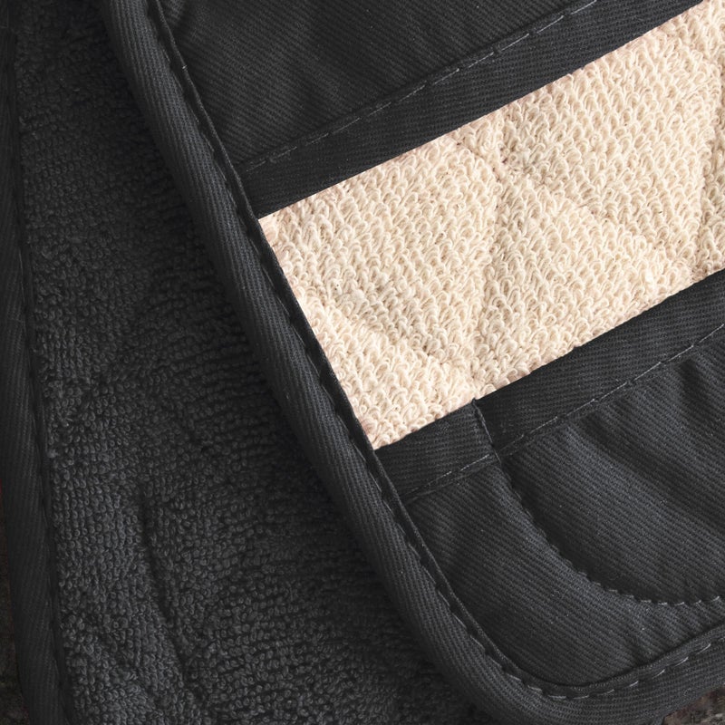 Ritz Premium Pot Holders & Heating Pads (4-Pack)  8.5"" x 5.5""  Heat Resistant  100% Cotton Terry-Looped Pocket  for Kitchen and Barbeque  Black - Image 2