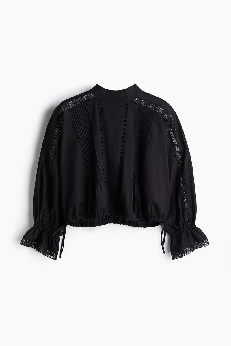 H&M Lace-Inset Cotton Blouse