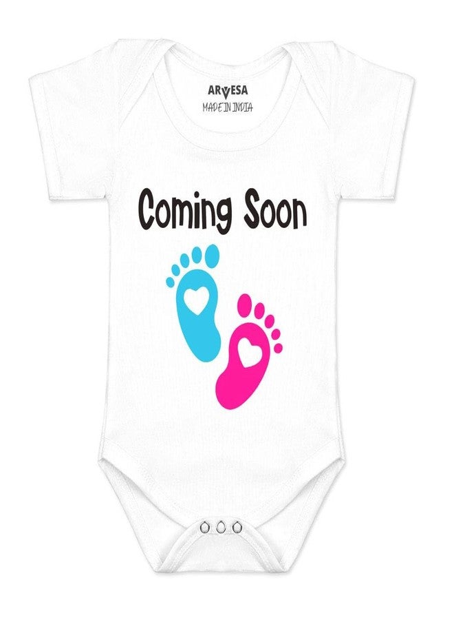 ARVESA Coming Soon R-1745 Pregnancy Announcement Homecoming Bodysuit, Sleepsuits, Rompers For New Born Baby Clothes 0-3 Months Unisex Stylish Dress For Baby Boy & Girl, Newborn Infant Outfit - Image 1