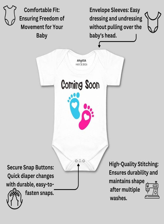 ARVESA Coming Soon R-1745 Pregnancy Announcement Homecoming Bodysuit, Sleepsuits, Rompers For New Born Baby Clothes 0-3 Months Unisex Stylish Dress For Baby Boy & Girl, Newborn Infant Outfit - Image 3