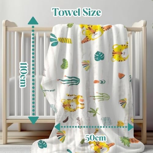 TONY STARK Muslin Cotton Bath Towel for Babies | Extra Thick, 6-Layer, Super Soft & Highly Absorbent Towel for Newborns, Kids, Boys & Girls (Random Print, Pack of 1, Size 50x110 cm) - Image 2