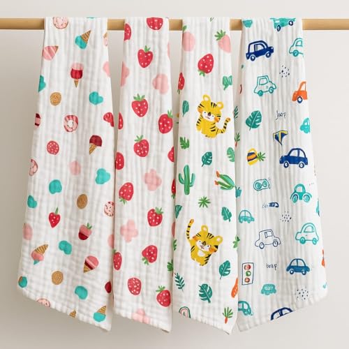 TONY STARK Muslin Cotton Bath Towel for Babies | Extra Thick, 6-Layer, Super Soft & Highly Absorbent Towel for Newborns, Kids, Boys & Girls (Random Print, Pack of 1, Size 50x110 cm) - Image 1
