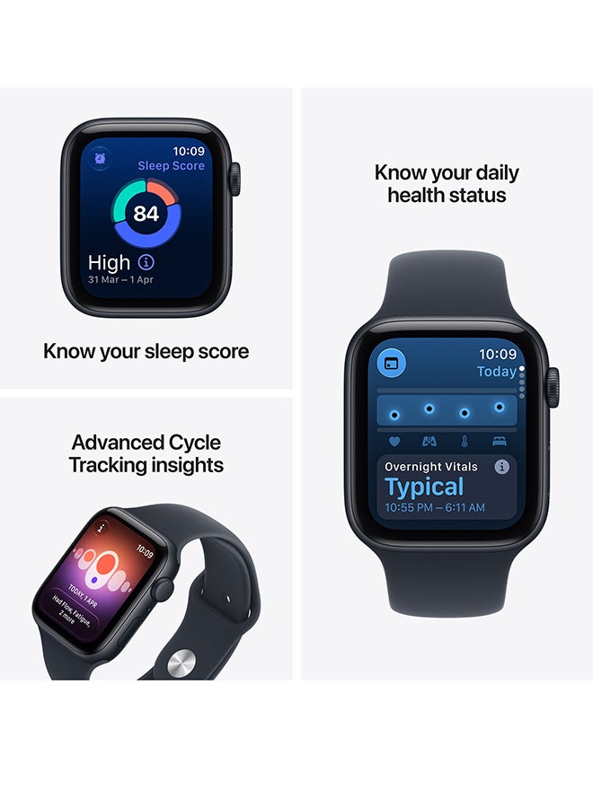 Apple Watch SE 3 GPS 44mm (Middle East Version) Aluminium Case with Sand Sport Band - S/M Starlight - Image 4