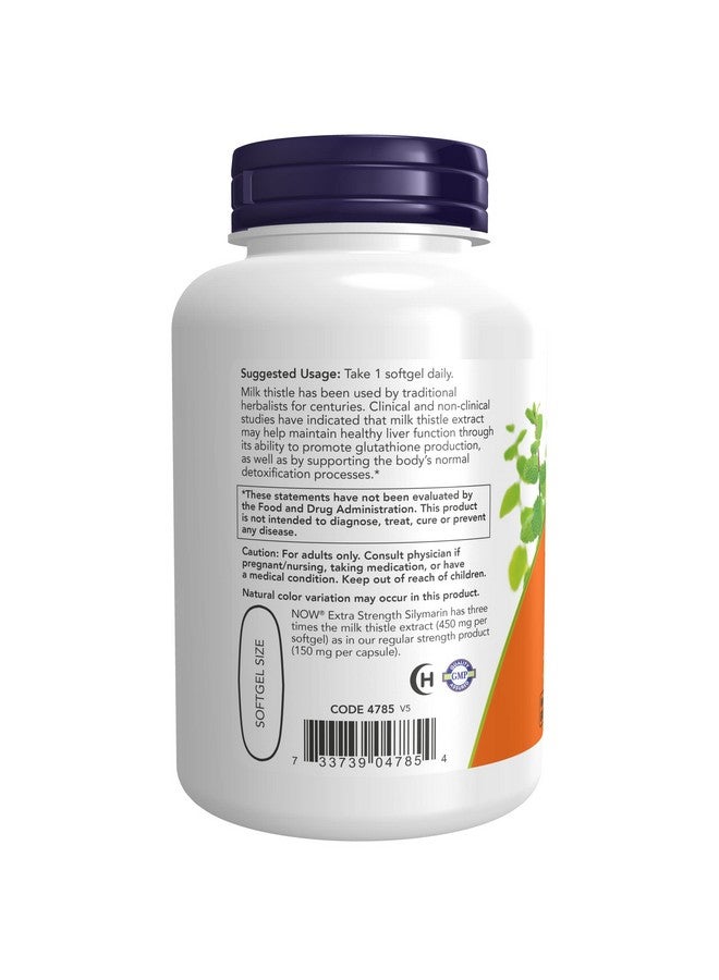 now Supplements Silymarin Milk Thistle Extract Extra Strength 450 Mg 120 Softgels - Image 4