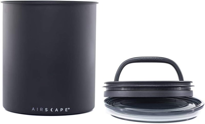 Airscape Planetary Design Kilo Coffee Storage Canister - US Patented Inner Plunger Lid Removes Excess Oxygen - DON'T buy airtight, BUY AIR-LESS - Holds 2.2 lbs Coffee Beans - (Matte Black) - Image 1