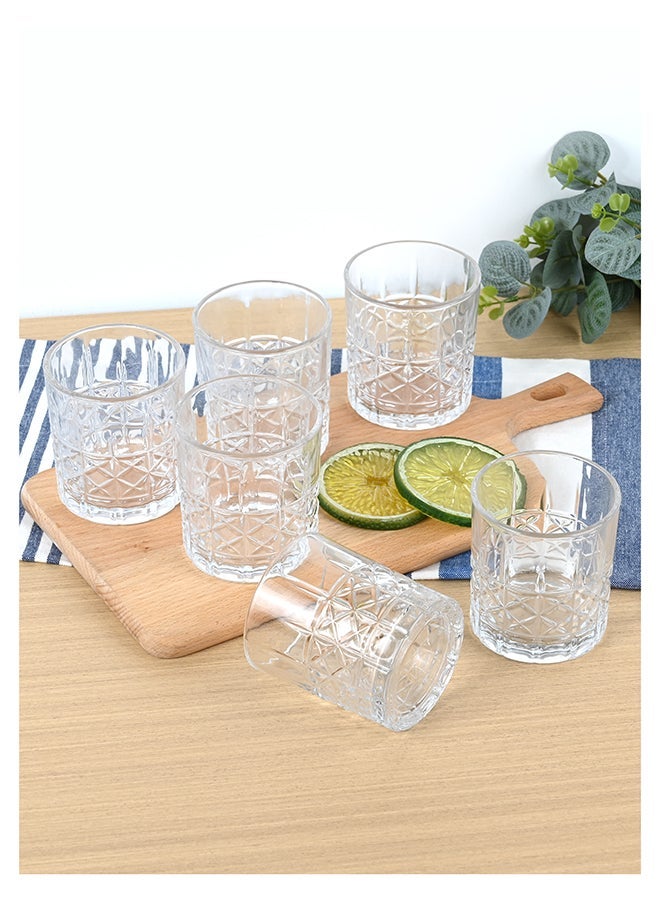 Ollieroo كؤوس ويسكي قديمة مزخرفة - كوب زجاجي متين سعة 300 مل للكوكتيلات، الماء، العصير، البيرة، النبيذ - مجموعة زجاجية خاصة، أدوات مائدة، آمنة للغسالة - Image 1