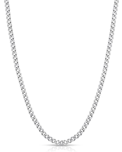 Fiusem 3.5mm Silver Colored Chains for Men, Silver Plated Cuban Link Chain Necklace for Men and Women, Stainless Steel Cuban Necklaces 16 Inch - Image 1