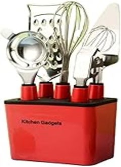 hanso Premium Stainless Steel Kitchen Tool Set, Versatile Cooking Gadgets for Grating, Cutting, Whisking, Ergonomic Handles, Stylish Design, Perfect Gift for Home Cooks and Chefs, 5pcs (Red)