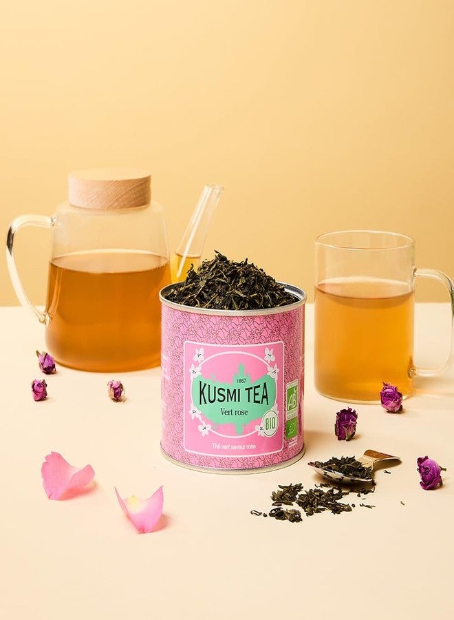 Kusmi Tea - Green Tea Rose - Green Tea with Natural Rose Aroma - Organic Green Tea Rose Mix - Loose Tea - 100g Metal Tin - Quantity for about 50 Cups - Image 4