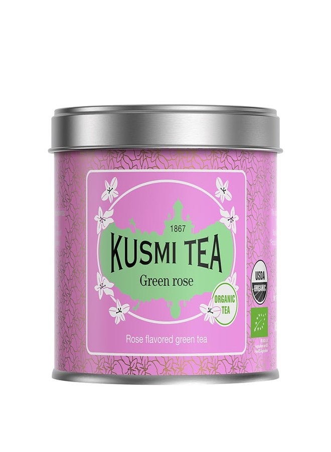 Kusmi Tea - Green Tea Rose - Green Tea with Natural Rose Aroma - Organic Green Tea Rose Mix - Loose Tea - 100g Metal Tin - Quantity for about 50 Cups - Image 1