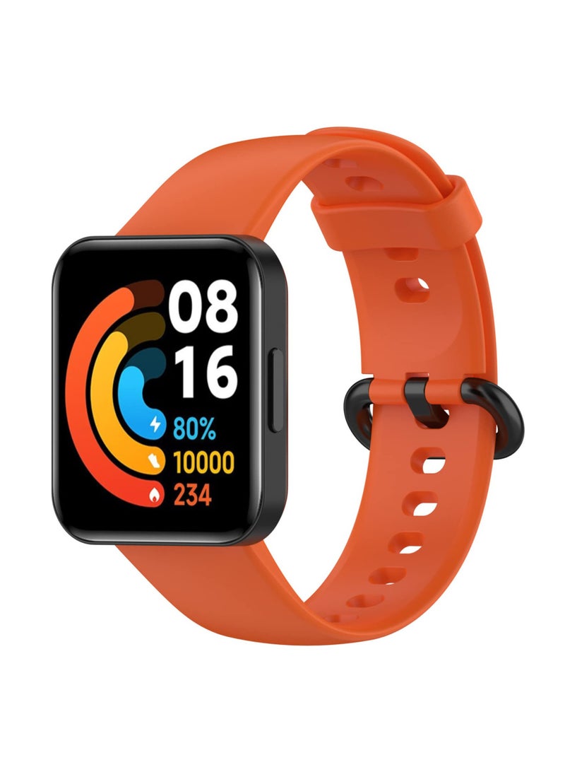 Straps Compatible with Redmi Watch 2 Lite Watch Xiaomi Mi Watch 2 Lite Soft Silicone Band for Men, Women,Orange - Image 1