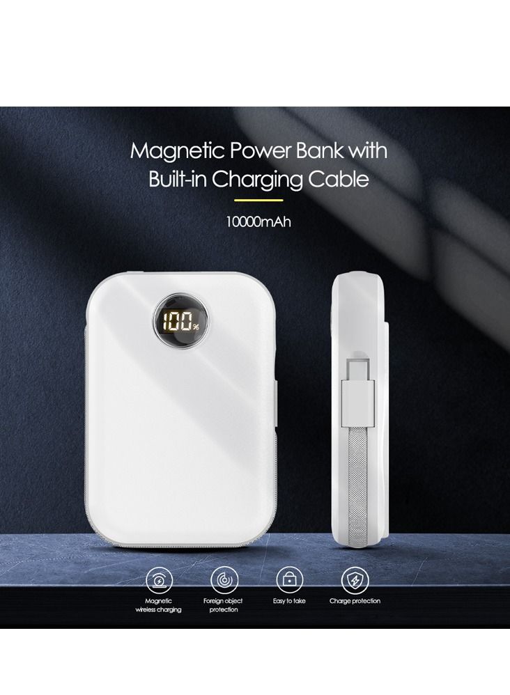 GULFLINK Fast Magnetic Portable Power Bank with Typec Cable 10000mah White - Image 2