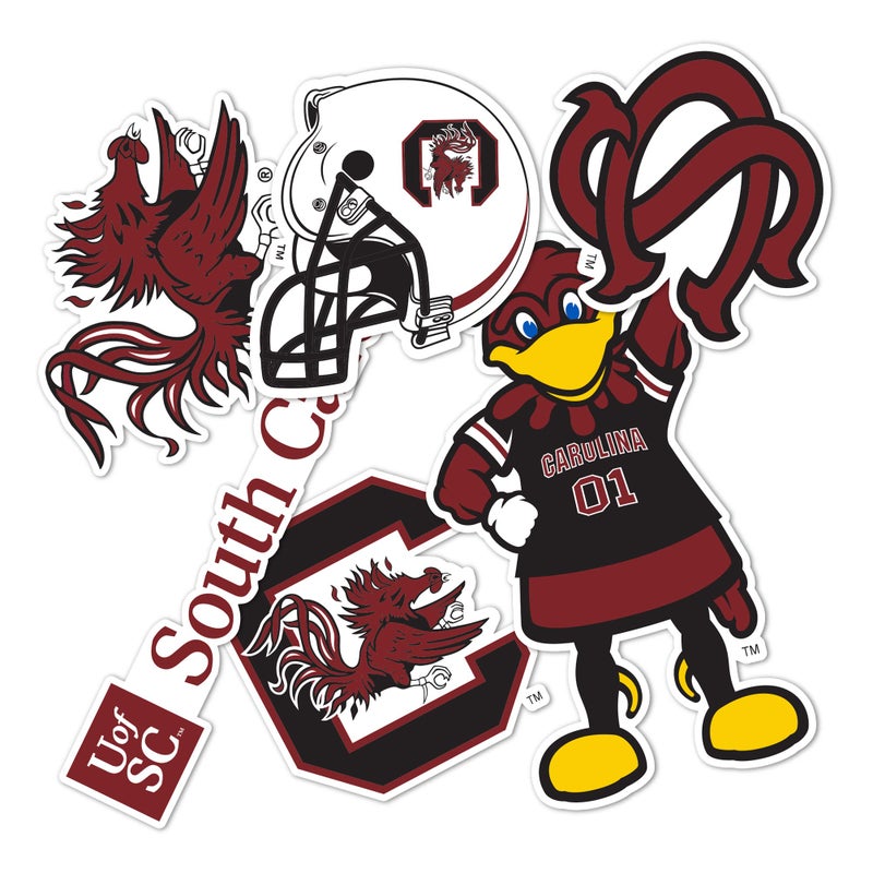 Desert Cactus University of South Carolina Sticker Gamecocks USC Cocky Vinyl Decals Laptop Water Bottle Car Scrapbook Sheet T2 Type 2