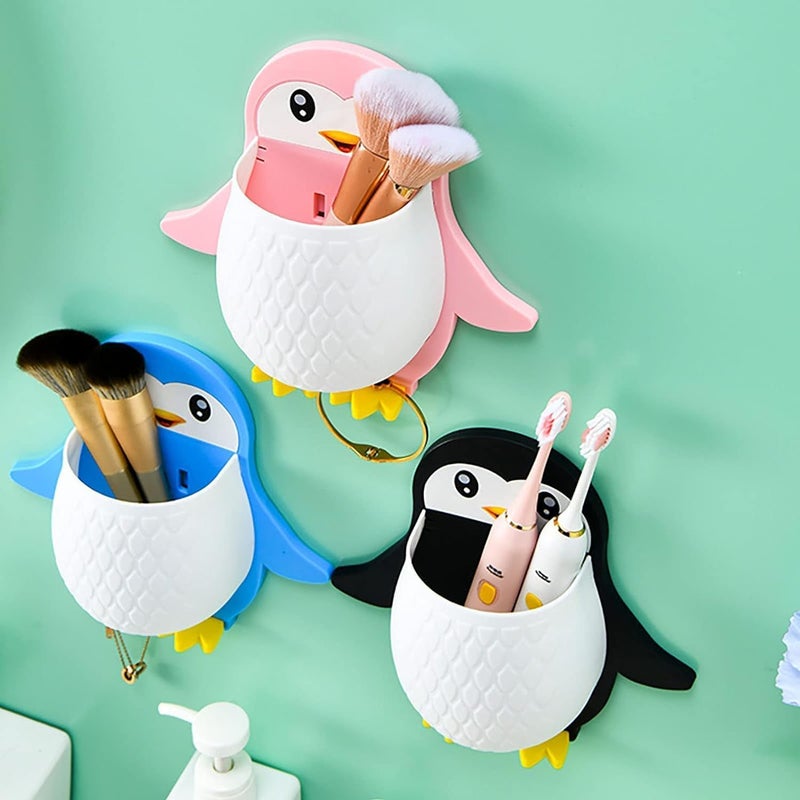 Pamidhar Pamidhar Toothbrush Holder Penguin Wall Mounted Storage Rack, Pens, Kitchen Chopsticks, Bathroom, Living Room Remote Control Storage Multicolor (Pack of 1) - Image 2