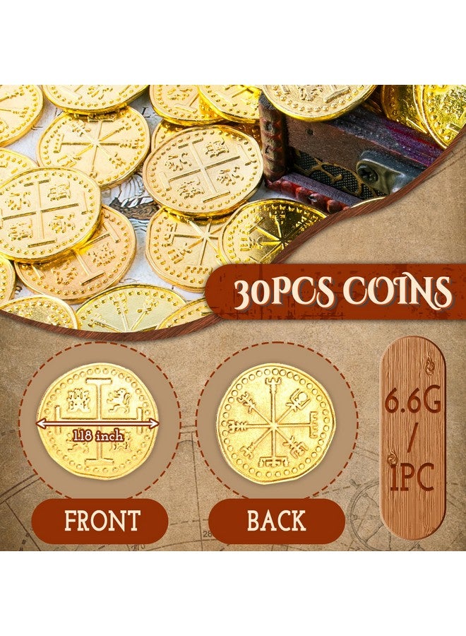Byhoo Metal Pirate Coins, 30 Gold Treasure Coins Set, Metal Replica Spanish Doubloons, Pirate Treasure Chest Fake Coins Tokens, Realistic Money Imitation For Cosplay Toys Board Games - Image 5