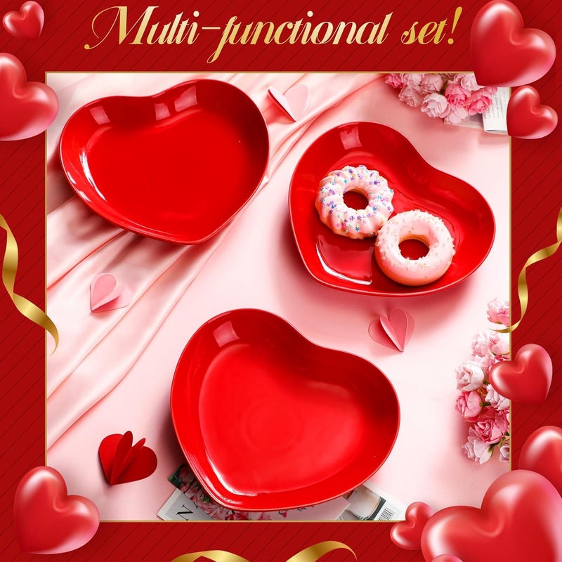 Nathgra Fruit Plate Food Grade BPA Free Smooth Edge Unique Shape HeatResistant Multipurpose Stackable HeartShaped Desktop Spit Bone Dish Fruit Tray Kitchen Supplies with Stand Red Pack of 10 - Image 2