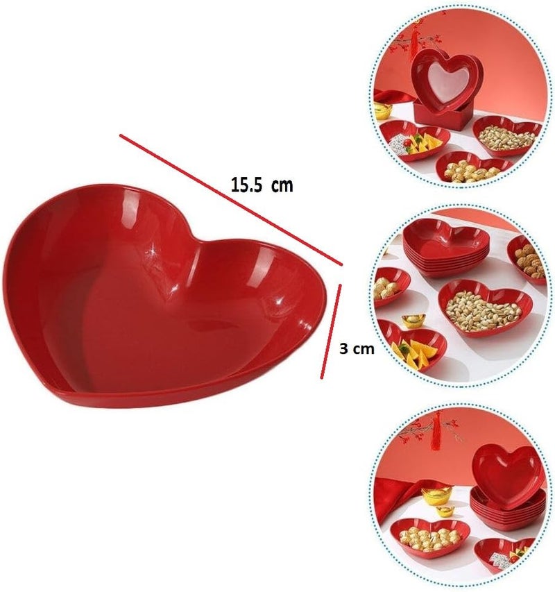 Nathgra Fruit Plate Food Grade BPA Free Smooth Edge Unique Shape HeatResistant Multipurpose Stackable HeartShaped Desktop Spit Bone Dish Fruit Tray Kitchen Supplies with Stand Red Pack of 10 - Image 5