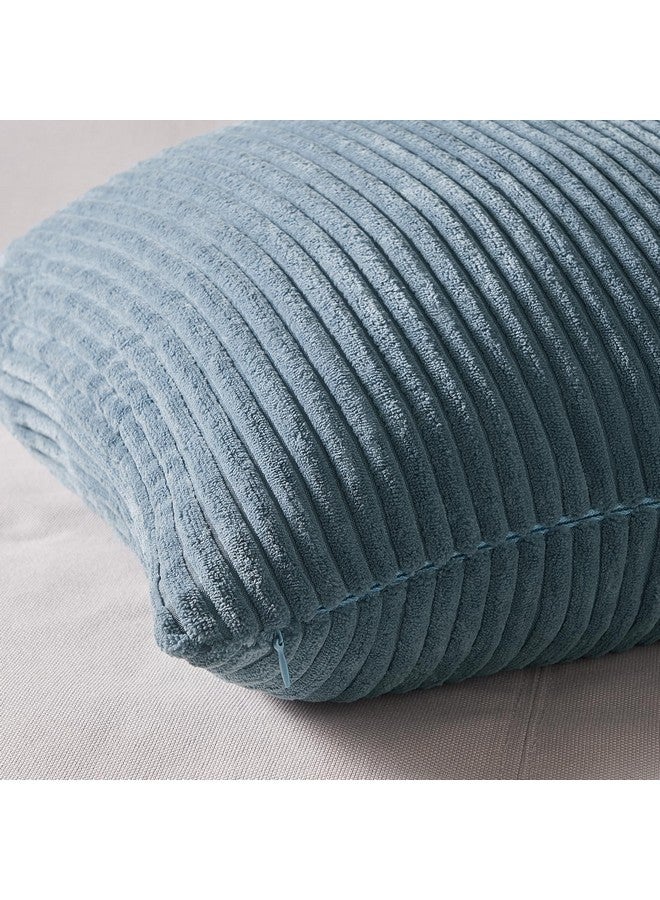 Topfinel Topfinel Decorative Throw Pillow Covers Dusty Blue Navy Series 18x18 Inch Set of 4,Summer Corduroy Striped Toss Pillows for Couch,Patio,Balcony,Children Bedroom,Modern Fluffy Blue Gradient Shams  - Image 3