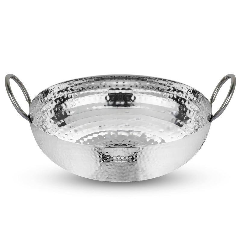KC Sandwich Bottom Heavy Guage Stainless Steel Hammered Kadhai Cookware(3500 ML) - Image 1