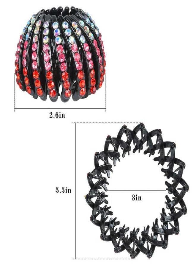 YANWENX 4 Pcs Rhinestone Hair Clips - Bird Nest Expandable Hair Bun Holder & Ponytail Wrap Accessories for Women, All-Day Hold, Elegant Sparkle Design - Image 2
