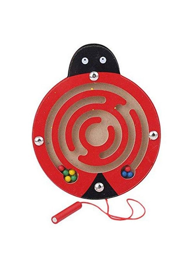 لعبة لوحية تعليمية على شكل متاهة خشبية من الخرز المغناطيسي (خنفساء)