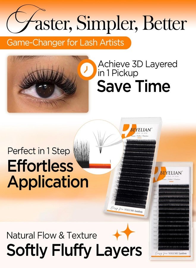BEYELIAN Easy Fan Volume Lash Extensions 0.05 0.07 C D Curl 8-15mm Mixed & Single Length Tray Rapid Blooming Volume Lashes Self Fanning Lash Extension Supplies (0.05 D Curl) - Image 4