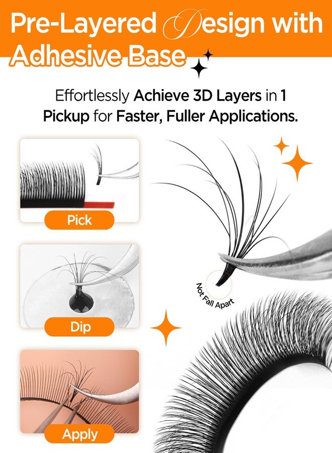 BEYELIAN Easy Fan Volume Lash Extensions 0.05 0.07 C D Curl 8-15mm Mixed & Single Length Tray Rapid Blooming Volume Lashes Self Fanning Lash Extension Supplies (0.05 D Curl) - Image 3