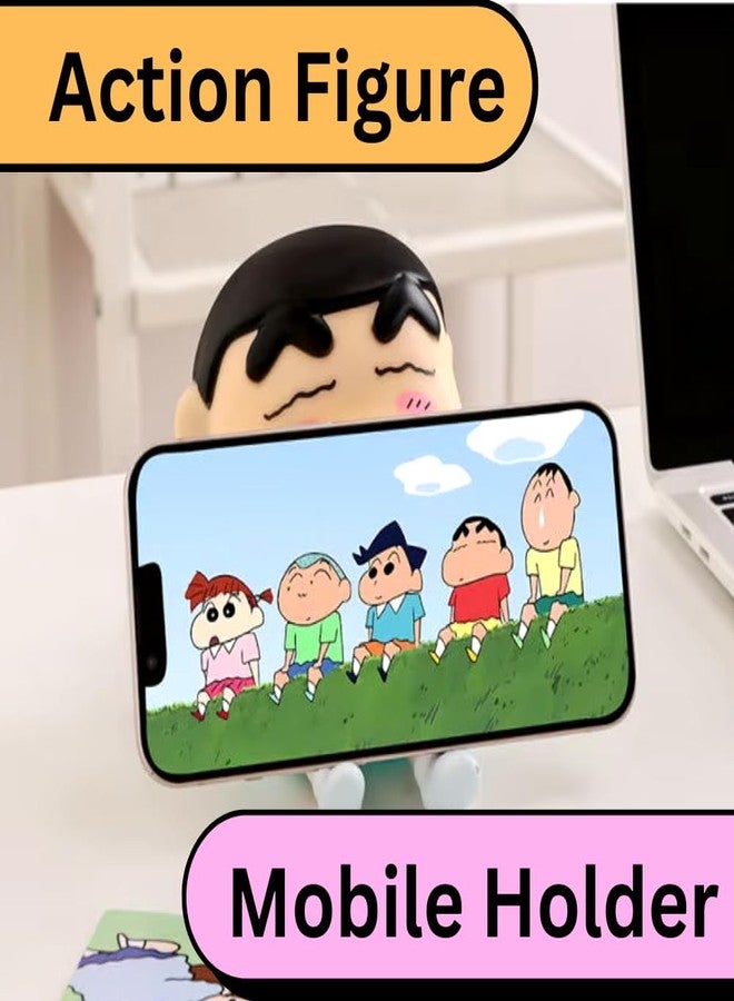 Funfob Shinchan Action Figure Mobile Holder Height-10cm Collectible Gifting Home Decor | Shinchan Holder Red - Image 3