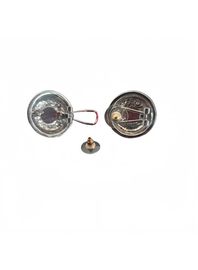 LumiArk Vintage Red Cabochon Stud Earrings - Image 3