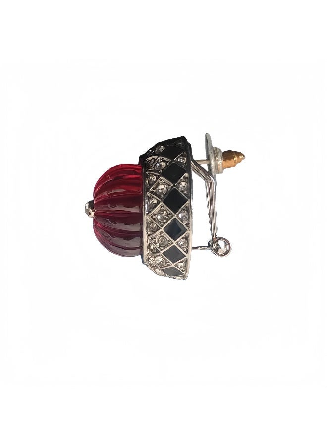LumiArk Vintage Red Cabochon Stud Earrings - Image 5