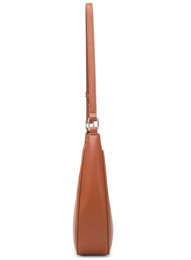 WSRYDJDL Crescent Shoulder Bags for Women Cute Hobo Tote Handbag Under the Arm Purses Mini Clutch Purse with Zipper Closure (Brown) - Image 4