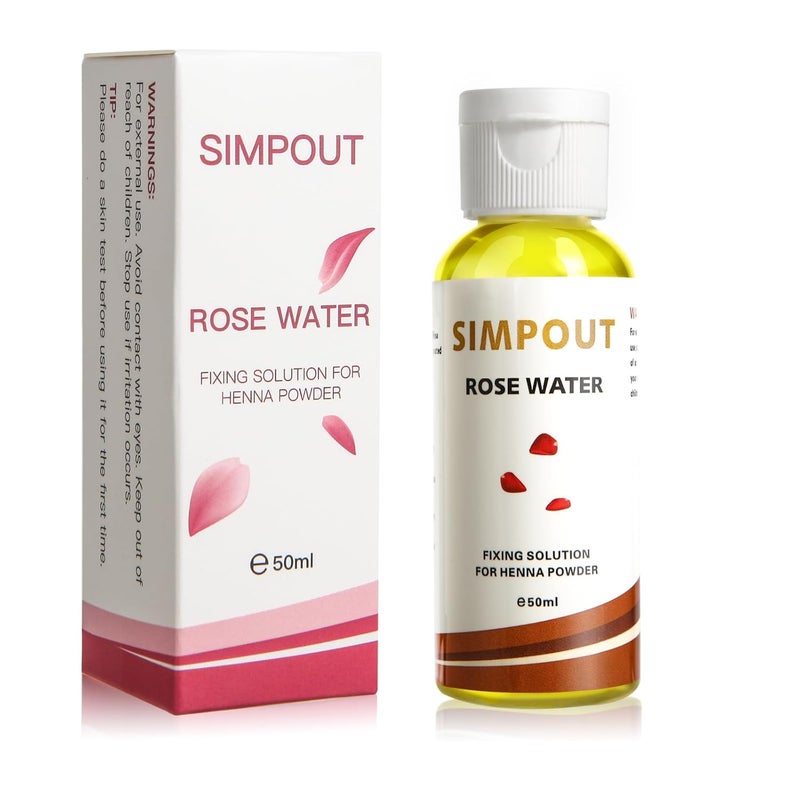 Simpout Henna Fixing Solution, Rose Water for Henna Eyebrow Hair Tint, Brightens the Henna Color, Enhances Color Intensity, Natural and Long Lasting 50ML