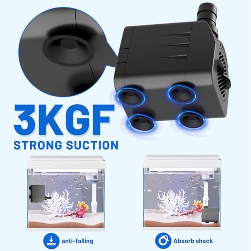 Knifel Submersible Water Pump, Ultra Quiet 400GPH(1500L/H,25W) Fountain Pump with Over Heating Protection 6.5ft High Lift, Pond Pump for Fish Tank, Pond, Aquarium, Statuary, Hydroponics - Image 5