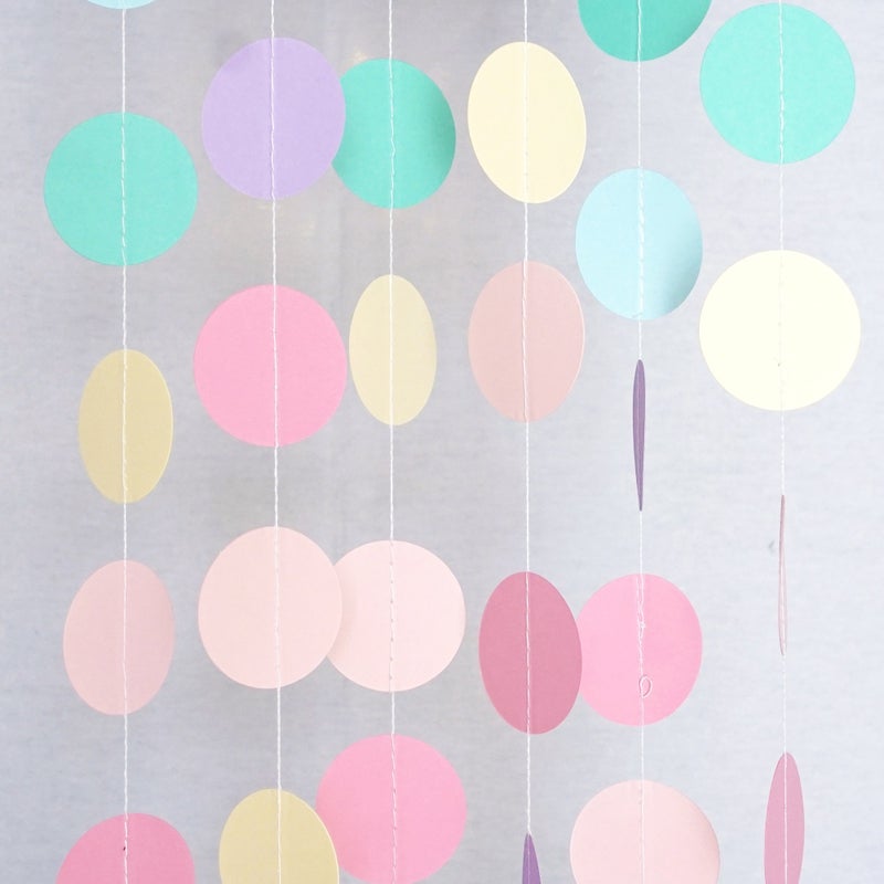Chloe Elizabeth Circle Dots Paper Party Garland Streamer Backdrop 10 Feet Long  Rainbow Pastel