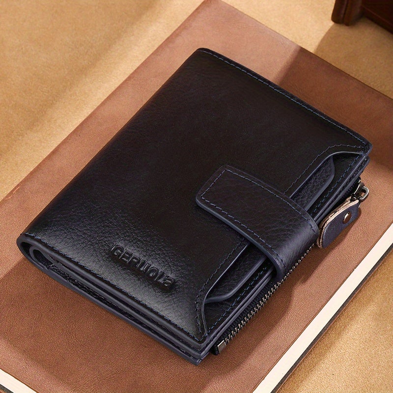 GERUOLA Men's Short Wallet, Vintage Genuine Leather Multi-Function Card Holder with RFID Blocking, Compact and Large Capacity for Business and Gifts - Image 1
