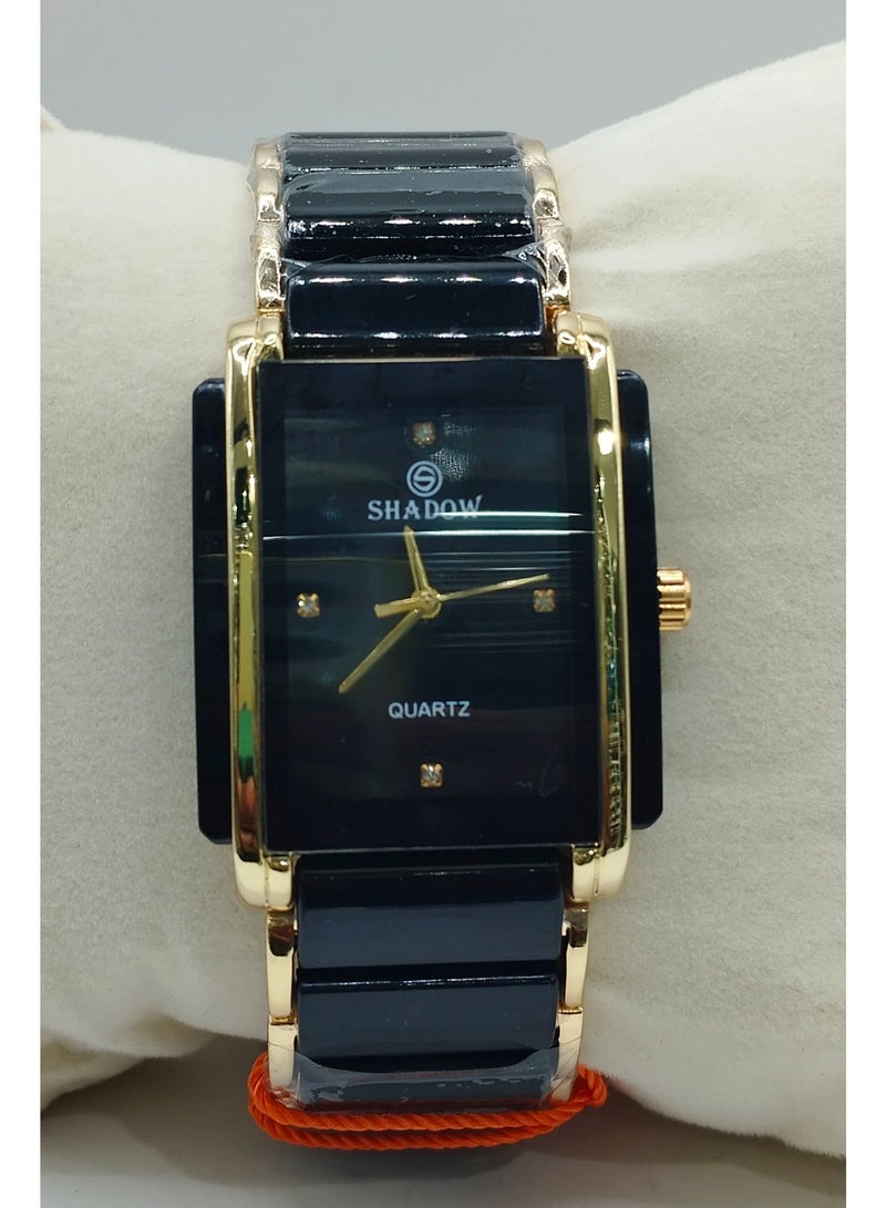 شادو ساعات زوجية شادو فاخرة - طقم أنيق بتصميم مستطيل ولون ثنائي - Image 4