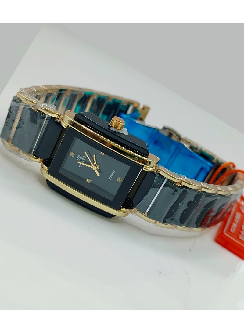 شادو ساعات زوجية شادو فاخرة - طقم أنيق بتصميم مستطيل ولون ثنائي - Image 3