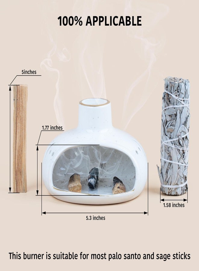 ZenBless 3 in 1 Incense Holder for Palo Santo Sticks Sage Incense, Handcrafted Ceramic Incense Burner Holder Ash Catcher with Chimney, Smudge Bowl for Yoga Meditation Room Home Decor - Image 5