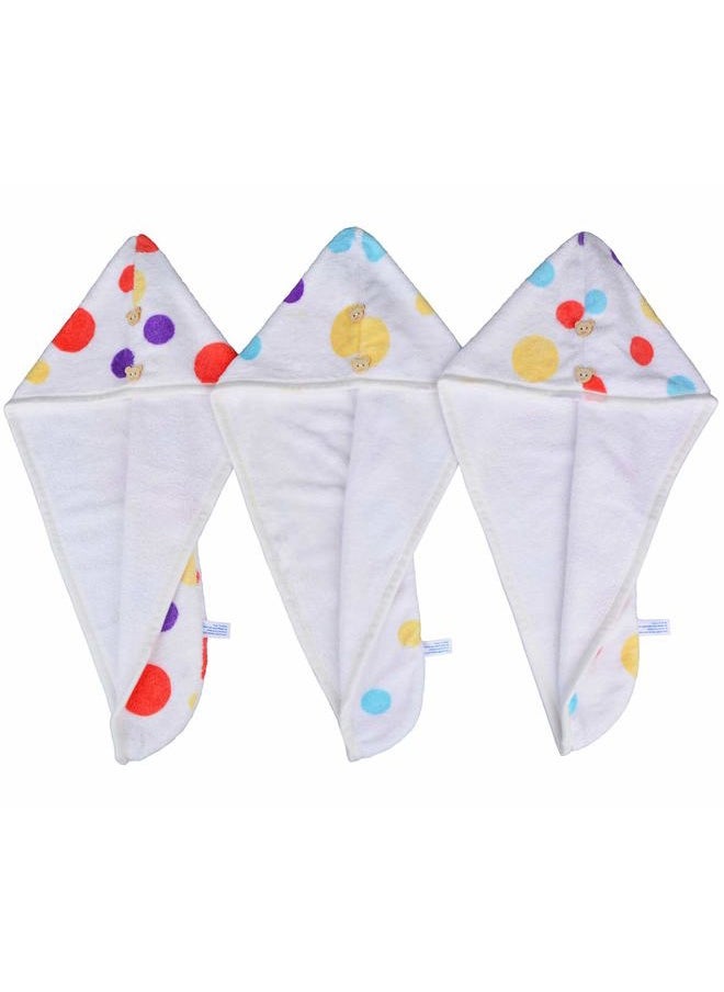 HOPESHINE - Microfiber Hair Towel Wrap Small Size for Little Girl 3-Pack Super Absorbent Magic Instant Hair Drying Towels for Kids (StampR 3-Pack) - Image 1