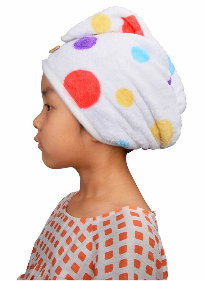 HOPESHINE - Microfiber Hair Towel Wrap Small Size for Little Girl 3-Pack Super Absorbent Magic Instant Hair Drying Towels for Kids (StampR 3-Pack) - Image 1