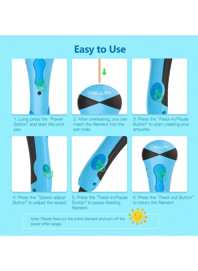 Creality 3D 3D Pen With Low Temperature Blue/Black - Image 4
