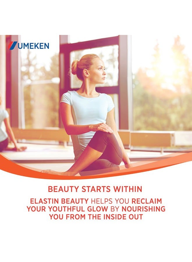umeken Elastin Beauty Powder Supplement with Collagen Peptides, Hyaluronic Acid, Vitamin C and Mangosteen Fruit, Women's Health and Wellness, 1 Month Supply, 60 Packets  - Image 3