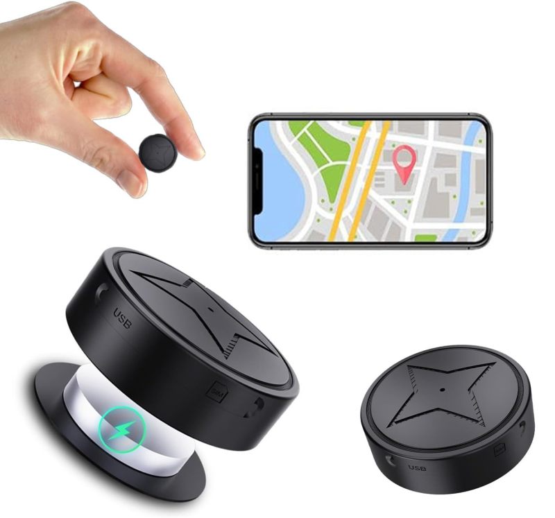 Magnetic GPS Tracker: Small Coin-Sized Design - Super Long Battery Life Strong GPS Tracker for Vehicle Anti-Theft Monitoring - Image 1
