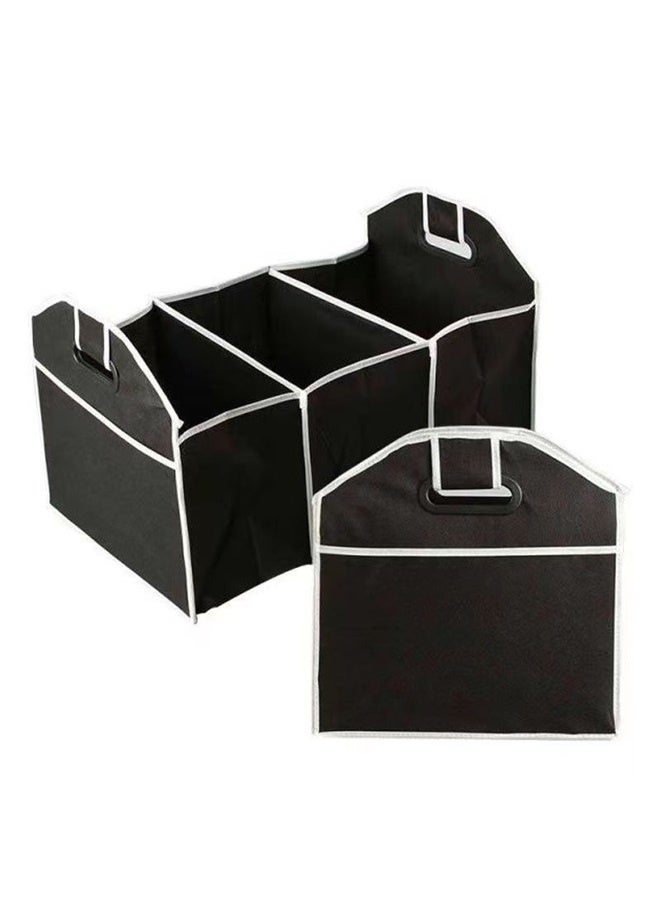 yongsheng Non Woven Foldable Luggage Storage Organizer Bag Black, Car Trunk Organizer, Collapsible Three Compartments Car Storage Container, Waterproof Oxford Polyester Groceries Storage Organizer for Auto, SUV, Truck, Van  - Image 1