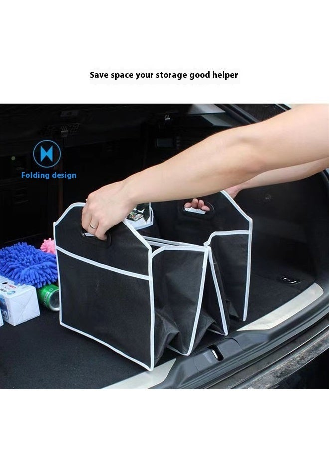 yongsheng Non Woven Foldable Luggage Storage Organizer Bag Black, Car Trunk Organizer, Collapsible Three Compartments Car Storage Container, Waterproof Oxford Polyester Groceries Storage Organizer for Auto, SUV, Truck, Van  - Image 3