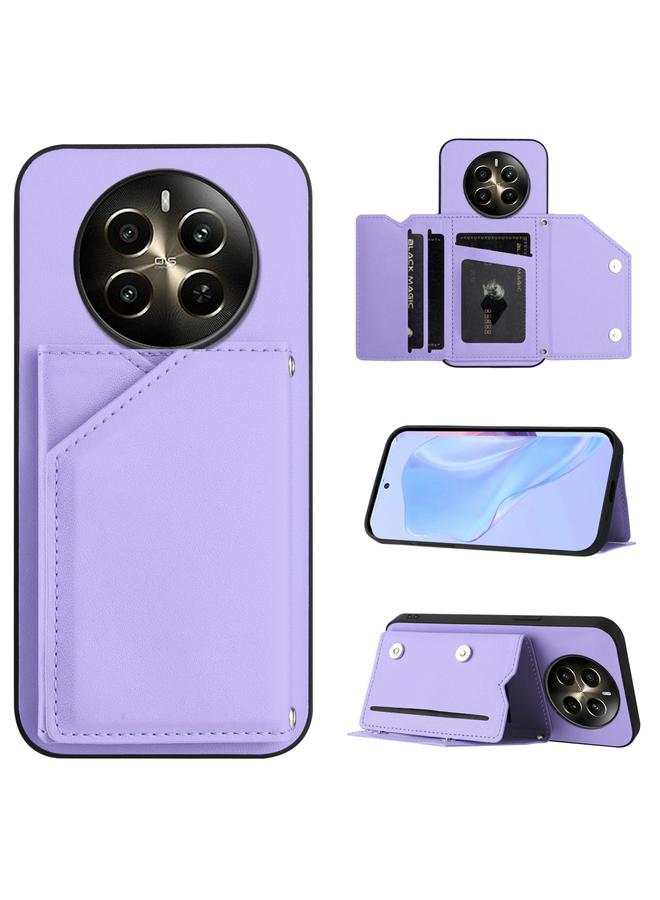 The Bros Case For Realme 12+ 5G / P1 5G Skin Feel Four Card Slots Phone Case with Wrist Strap